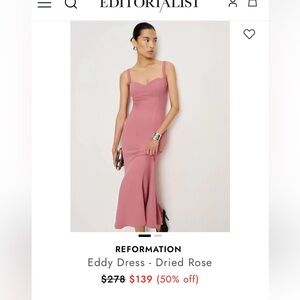 Reformation NTW Eddy Midi Dress in Dried Rose Pink